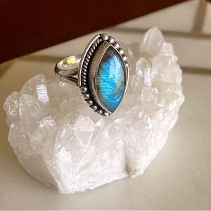 Labradorite & Sterling Silver Navajo Ring - size 7